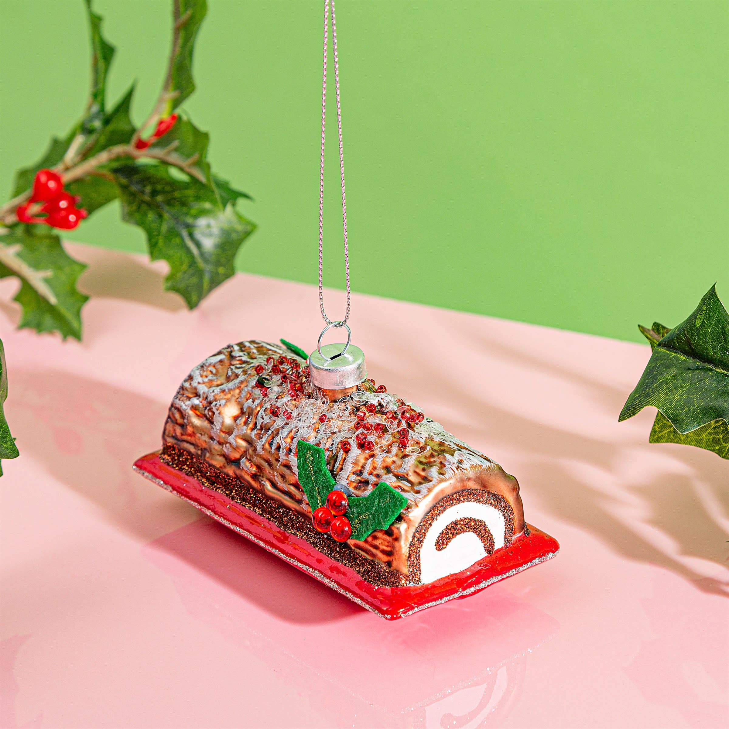 Christmas Chocolate Log Shaped Bauble