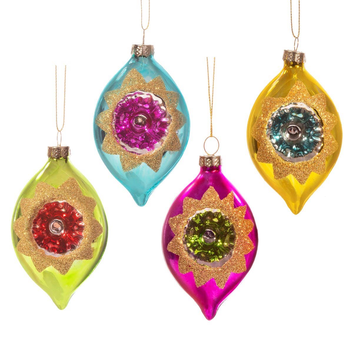 Vintage Indented Baubles Set of 4